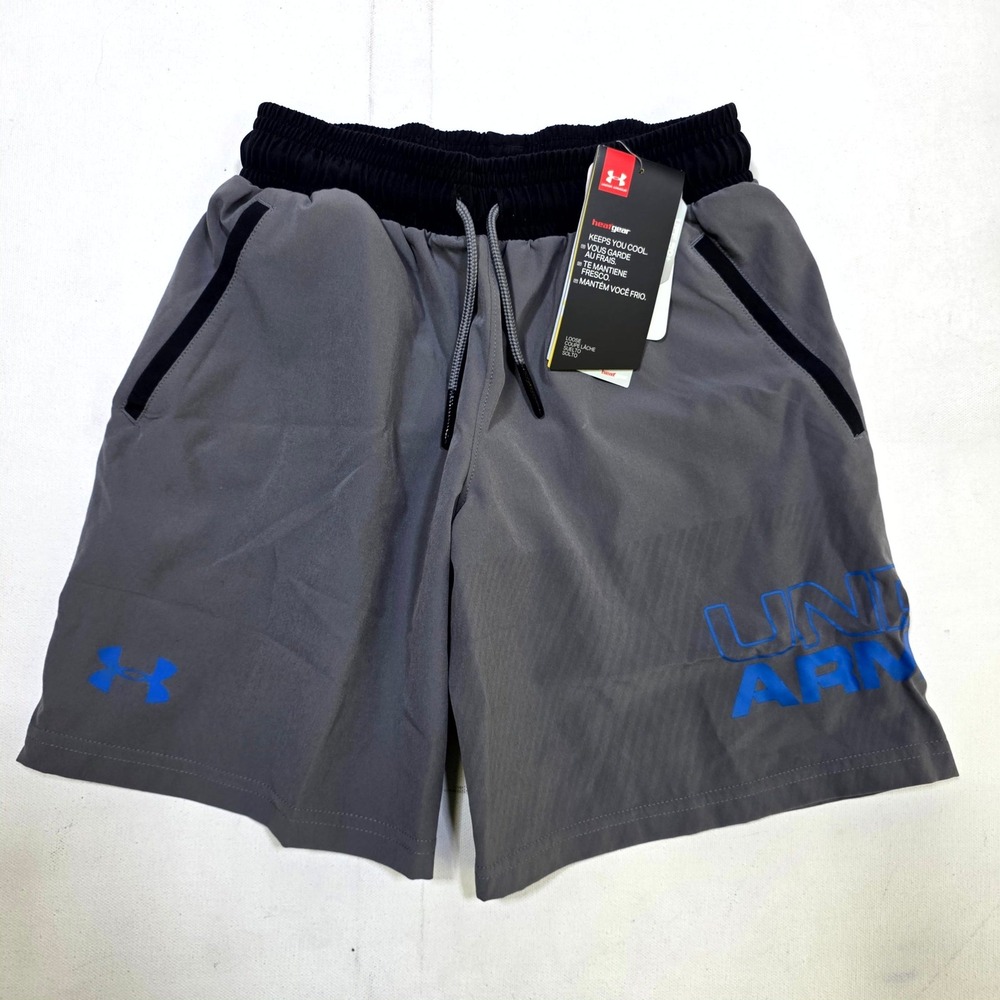 Under Armour Shorts Boys YXS Gray HeatGear Athletic Activewear 1301754